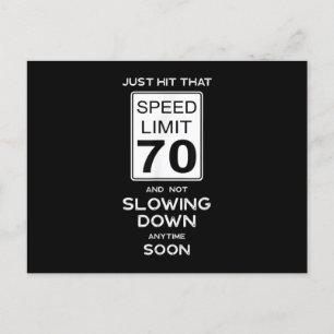 Postal De Anuncios 70.º Rótulo de límite de velocidad de cumpleaños A