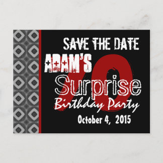 Postal De Anuncios 70 cumpleaños Sorpresa Save the Date Moderno Blanc