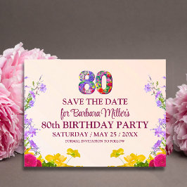 Postal De Anuncios 80 años floral moderna fiesta de 80 años