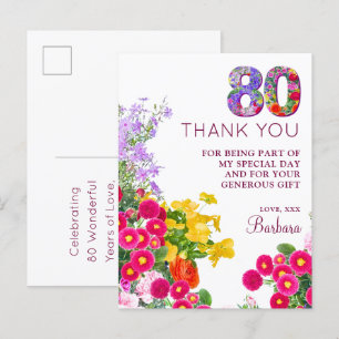 Postal De Anuncios 80 años floral moderna fiesta de 80 años