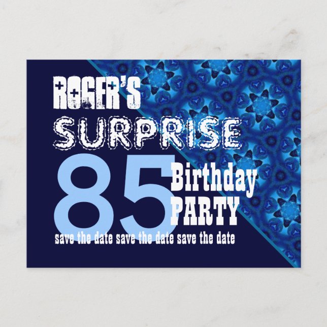 Postal De Anuncios 85º cumpleaños sorpresa Guardar la fecha Diagonal  (Anverso)