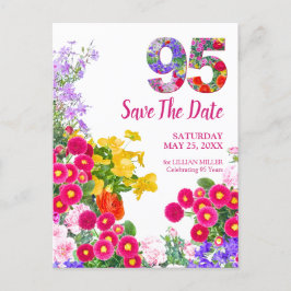 Postal De Anuncios 95 años floral moderno Save The Date