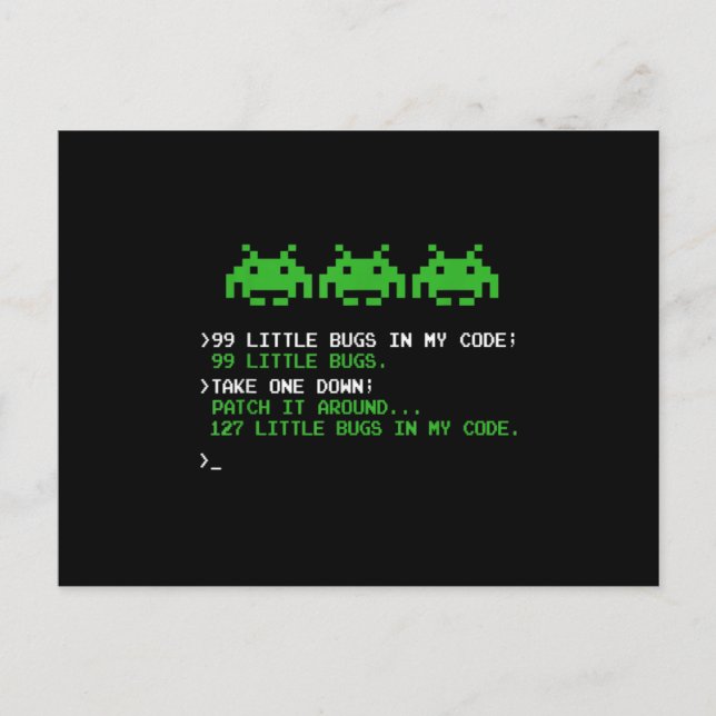 Postal De Anuncios 99 Little Bugs In The Code Software Engineer (Anverso)