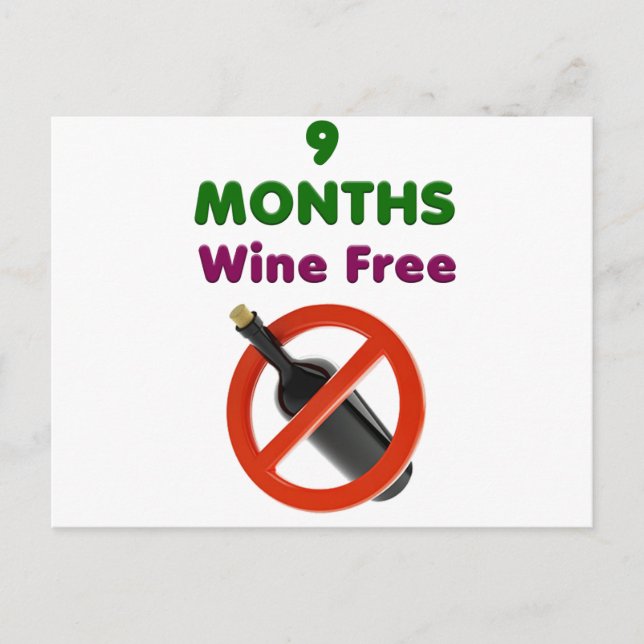 Postal De Anuncios 9 meses sin vino, madre embarazada, regalo de emba (Anverso)