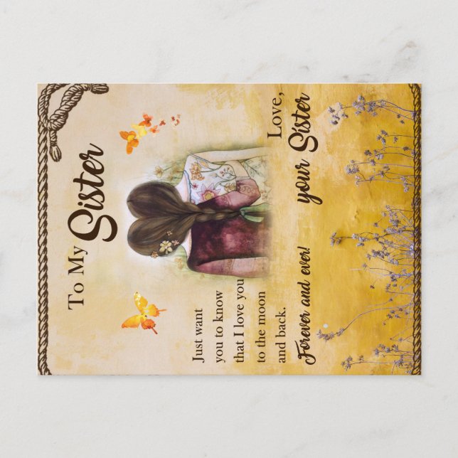 Postal De Anuncios A Mi Hermana Regalo, Amantes De La Mariposa, Herma (Anverso)