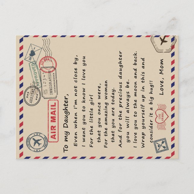 Postal De Anuncios A Mi Hija, A Mi Hija Y A Mi Mamá (Anverso)