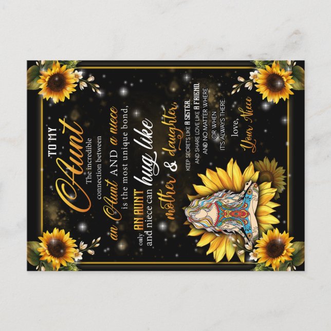 Postal De Anuncios A Mi Tía Regalo, Un Pequeño Regalo De Girasol De G (Anverso)