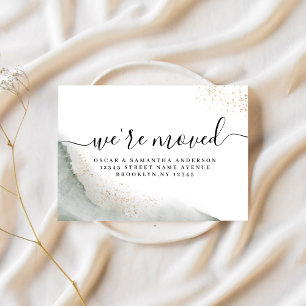 Postal De Anuncios Abstracto Acuarela Green Bruskes & Gold