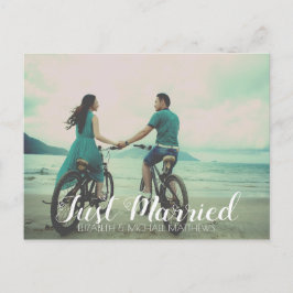 Postal De Anuncios Acaban de casarse guión personalizado foto boda ag