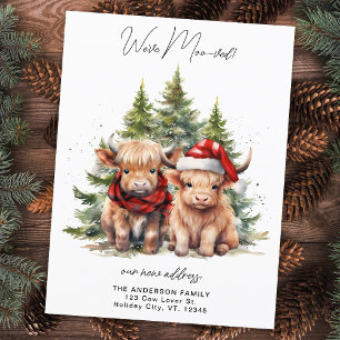 Postal De Anuncios Acogedor Highland Cow Nueva dirección Farm Holiday