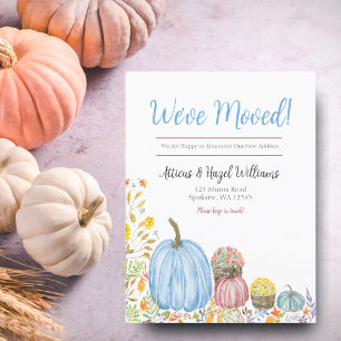 Postal De Anuncios Acrarela Pastel Crisantemos, Calabazas Otoño Movib