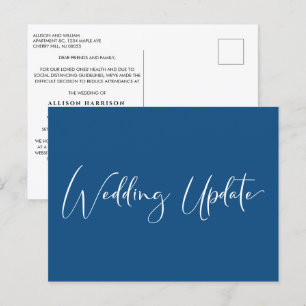 Postal De Anuncios Actualización de Boda Elegante Azul Reducida Peque