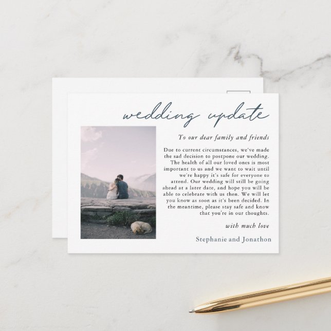 Postal De Anuncios Actualización de fotos de aplazamiento de boda Gui (Anverso/Reverso In Situ)