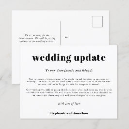 Postal De Anuncios Actualización de Retraso de Boda Tipográfico Negro