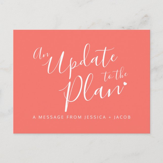 Postal De Anuncios Actualización del plan de cancelación del boda de  (Anverso)