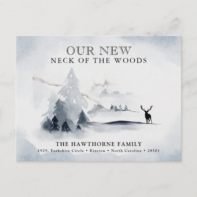 Postal De Anuncios Acuarela 'Cuello de los bosques' Nueva dirección (Anverso)