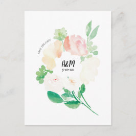 Postal De Anuncios Acuarela de boda en rosa sonrosado Save the Date