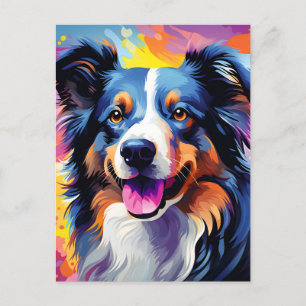 Postal De Anuncios Acuarela de cachorro soleado feliz