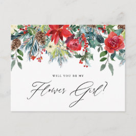 Postal De Anuncios Acuarela Festividad Floral Garland Niña