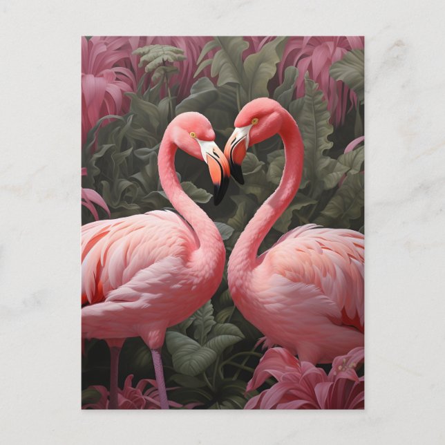 Postal De Anuncios Acuarela Flamingo Rosa Tropical Romance (Anverso)