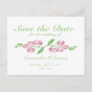 Postal De Anuncios Acuarela Flor de Cerezo Save the Date Floral