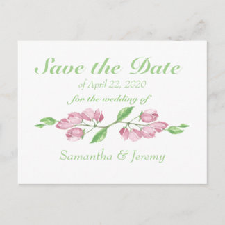 Postal De Anuncios Acuarela Flor de Cerezo Save the Date Floral