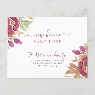Postal De Anuncios Acuarela floral moderno elegante mudanza