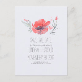 Postal De Anuncios Acuarela Floral Romántico Guardar la Fecha