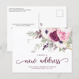 Postal De Anuncios Acuarela Floral Tengo Una Nueva Dirección Mudanza