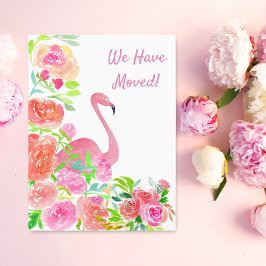 Postal De Anuncios Acuarela Hemos Trasladado Dirección Flamingo