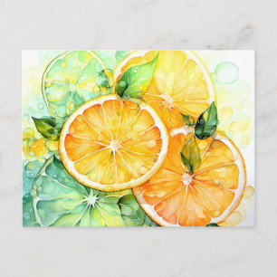 Postal De Anuncios Acuarela Limón Naranja Lima Botánica Cocina