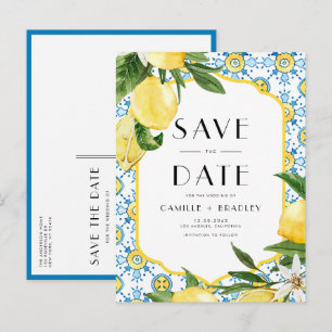 Postal De Anuncios Acuarela Limón y Baldosa Marroquí Salva la Fecha