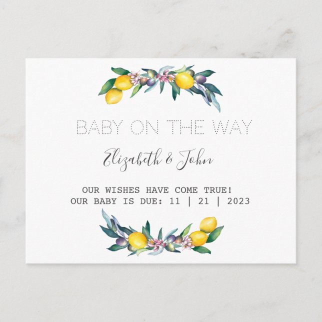 Postal De Anuncios Acuarela Limones Aceitunas (Anverso)