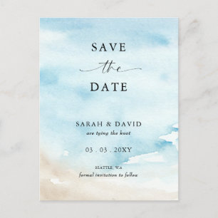 Postal De Anuncios Acuarela Ocean Sea Summer Beach salve la fecha