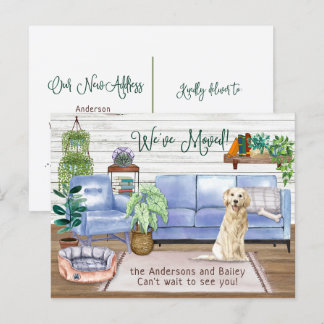 Postal De Anuncios Adorable Golden Retriever Hogar Acogedor Mudanza N