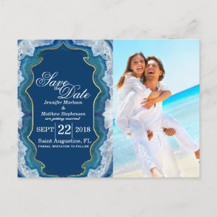 Postal De Anuncios Agate Elegant Bonito Blue Geode Pattern
