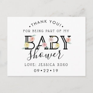 Postal De Anuncios Agradecimiento Chic Floral para Baby Shower