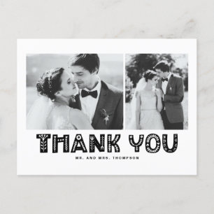 Postal De Anuncios Agradecimiento de boda en collage de fotos escandi