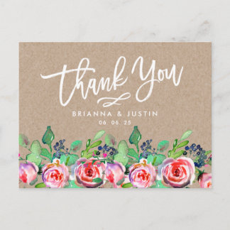 Postal De Anuncios Agradecimiento de boda rústica con letra script fl