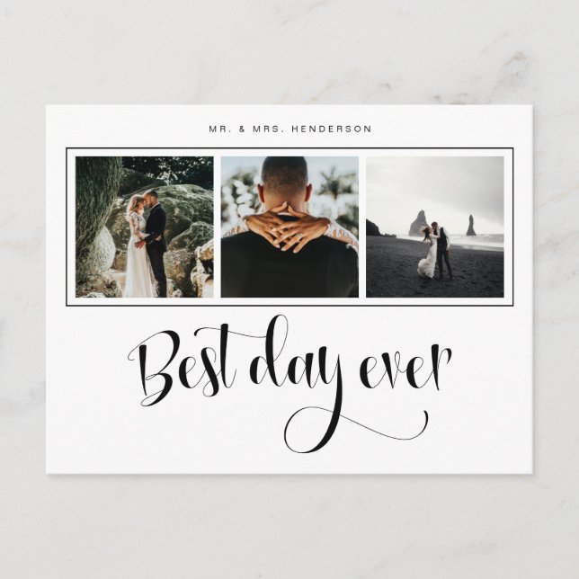 Postal De Anuncios Agradecimiento de Foto de Boda (Anverso)