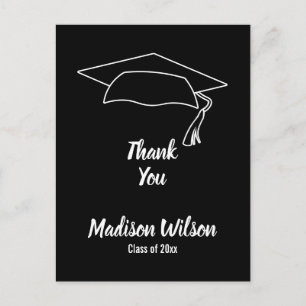 Postal De Anuncios Agradecimiento de graduación en blanco y negro