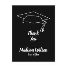 Agradecimiento de graduación en blanco y negro