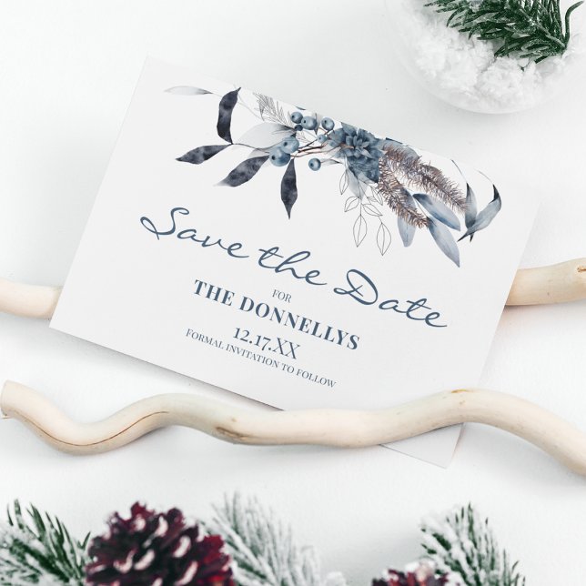 Postal De Anuncios Aguamarina Navidad Acuarela Save the Date (Subido por el creador)