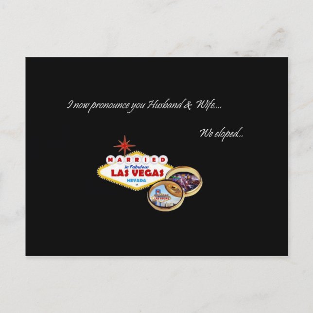 Postal De Anuncios Ahora los declaro Esposo y Esposa, ¡Nos escapamos! (Anverso)