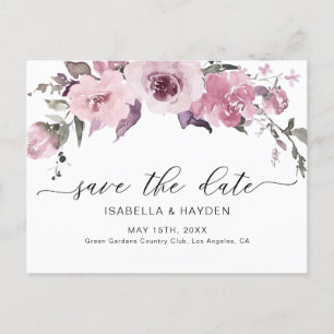 Postal De Anuncios Ahorra la fecha floral rosa dusty rose