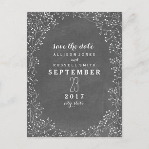 Postal De Anuncios Ahorre la Fecha con Aliento de Bebé y Pizarra