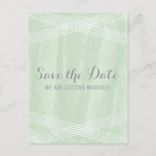 Postal De Anuncios Ahorre la fecha con Watercolor Deco Verde