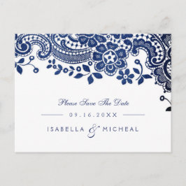 Postal De Anuncios Ahorre la fecha de boda de encaje vintage elegante