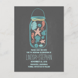 Postal De Anuncios Ahorre la fecha de boda de playa con frasco de mas