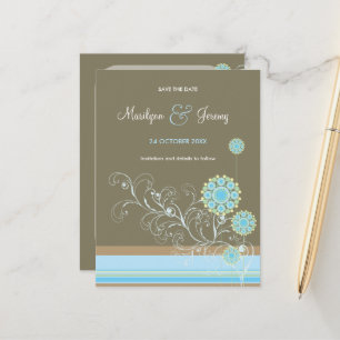 Postal De Anuncios Ahorre la fecha de boda de remolinos de flores de